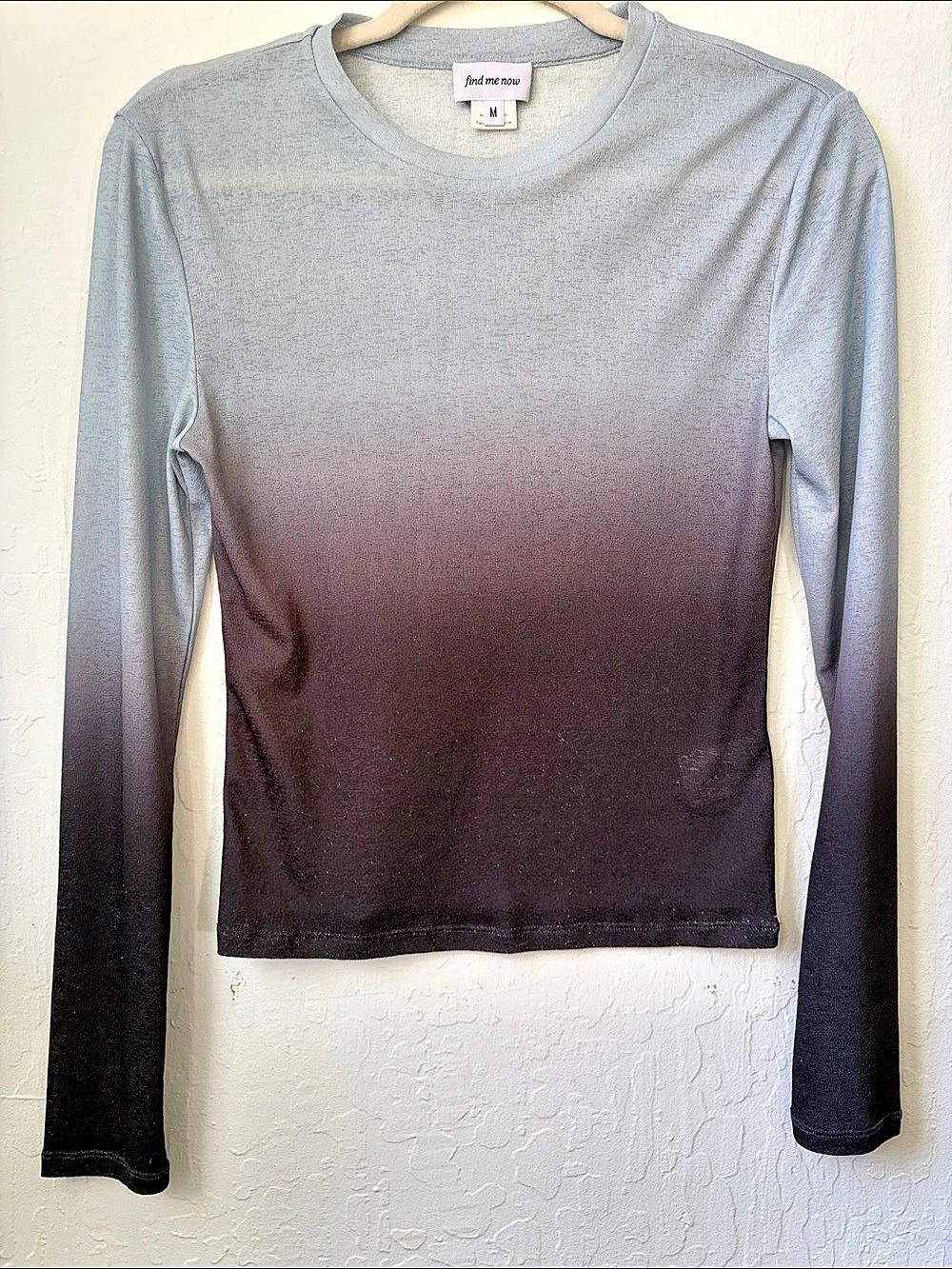find me now Ombre Color Block Long Sleeve Size Medium semi sheer